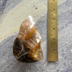 Natural Crystal Stone Peach Moonstone Flame Quartz Carving Healing 12.6oz Rock